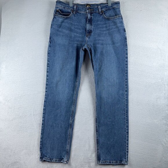 Lee Straight Leg Jeans Relaxed Fit 102025552 Medium Wash Mens Blue Size 34X32 - Picture 1 of 10